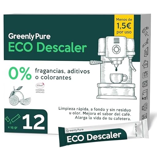 GREENLY PURE Descalcificador de Cafetera Ecológico Universal, 100% Ácido Cítrico en Polvo de Grado Alimenticio, Limpieza Antical Agua, 12 uds x 15 gr | Ya disponible en tu tienda friki favorita! En mundofriki.es! GREENLY PURE Descalcificador de Cafetera Ecológico Universal, 100% Ácido Cítrico en Polvo de Grado Alimenticio, Limpieza Antical Agua, 12 uds x 15 gr | Ya disponible en tu tienda friki favorita! En mundofriki.es!