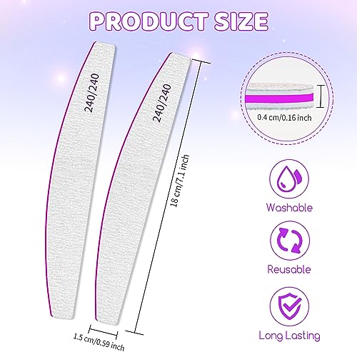 Nagelfeile-Nagelfeilen，240/240 Grit Nagelfeilen für Naturnägel, 12PCS Professionelle Nagelfeile für Fingernagel, Doppelseitige Schmirgelbrett Nagelfeile für Nagelstudio