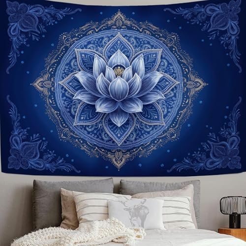 Tapisserie murale zen lotus bleu pour créer un coin méditation apaisant dans votre chambre
