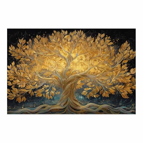 Impression sur toile Arbre de la vie doré 60x90cm ZAMAEIU sans cadre