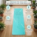 Non Slip Yoga Mat 6mm Thick, TPE Yoga Mat with a Carrying Strap, Home Workout, Light Weight Travel Pilates Mat Women, Fitness Gym Mat, Namaste