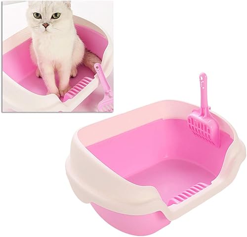Miniatura 6 de Pet Cat Hut- Caja de arena para gatos semicerrada práctica limpieza de gatos lavabo de plástico para gatos rosa talla M