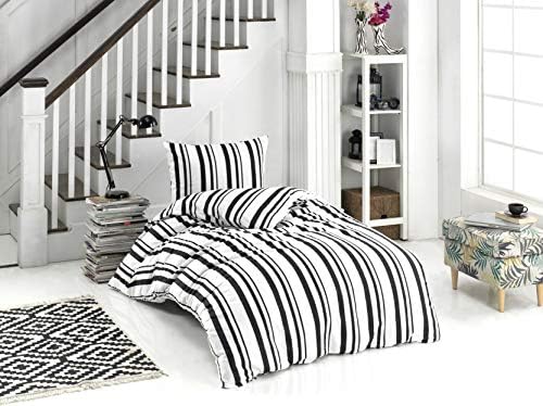 BELLAMONS Brushed Cotton Flannette Duvet Cover Set Double Size - Flowers Pattern 3 pcs with luxury buttoned closure 200x200cm Duvet Cover with 2 Pillow Covers 50x75cm Ultra Soft Cover Bedding Sets