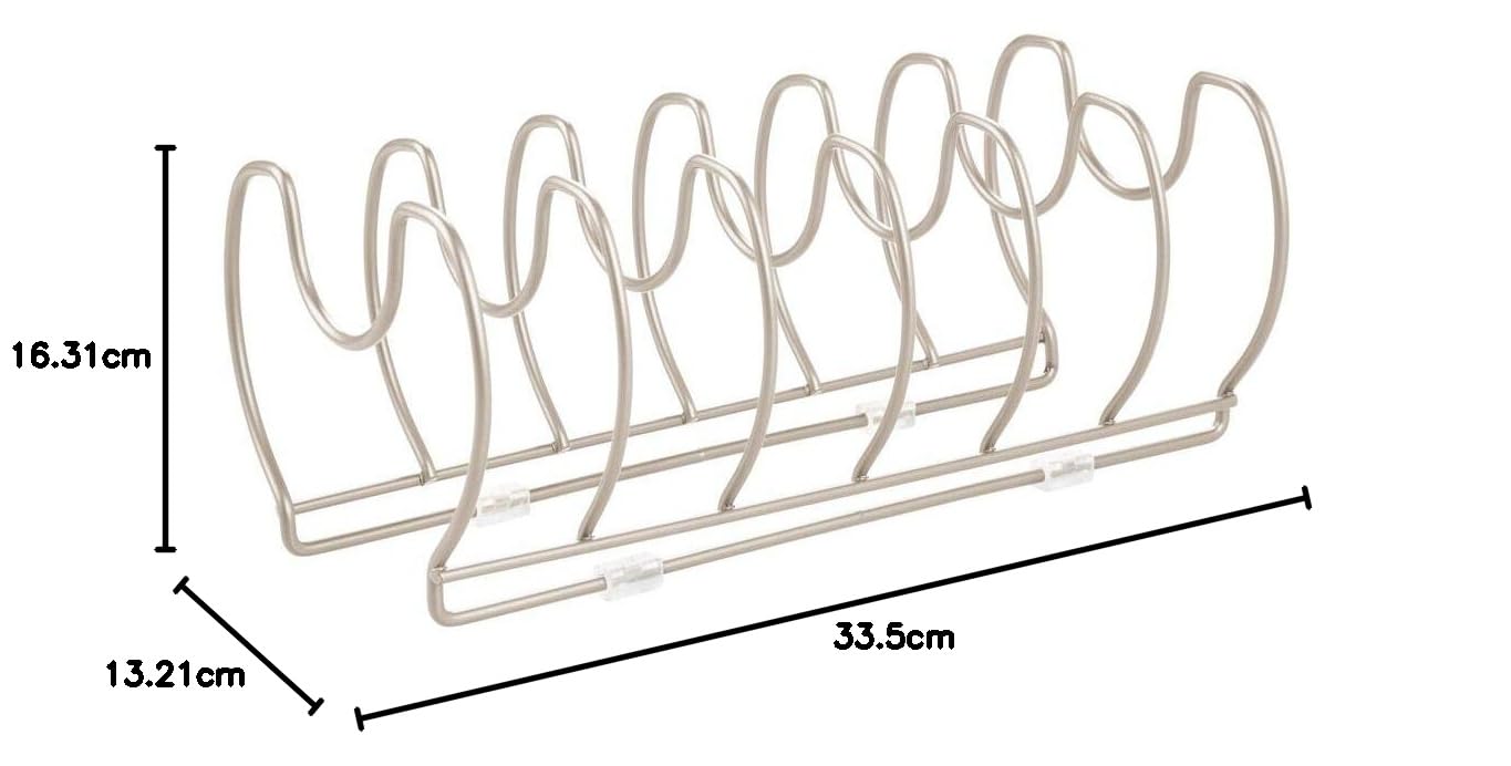 mDesign égouttoir en métal pour casseroles, poêles et couvercles (lot de 2) – range couvercle compact pour placard de cuisine – rangement peu encombrant pour ustensiles de cuisine – argenté mat