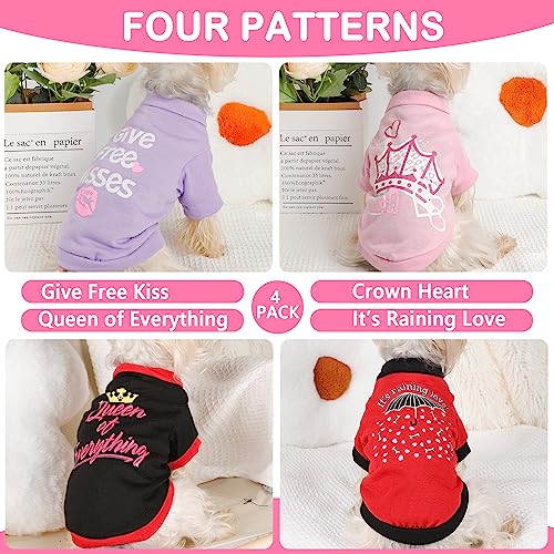 Dog Shirt, 4 Pack Dog Clothes For Small Dogs Girl Chihuahua Yorkie Pet Clothes Summer Cute Female Dog Clothes Princess Puppy Clothes Outfit Apparel Tshirts For Small Dogs, Pink, Small #TOP1