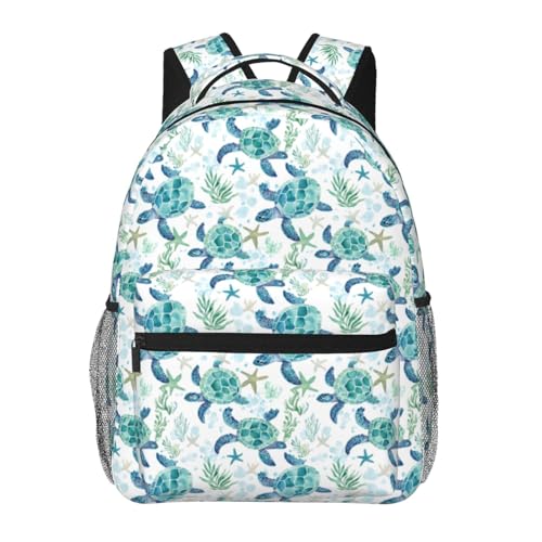 ainori Funny Sea Turtle Backpack Marine Life Polyester Backpacks with Straps 11.4inx5.9inx15.7in Multi-Pocket Storage Bookbag Ideal For School Work Travel Hiking Camping Boys Ocean Lovers Gifts