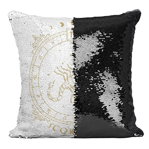 Coussin Sequin Noir Scorpion Astrologie pour Déco Canapé - 2