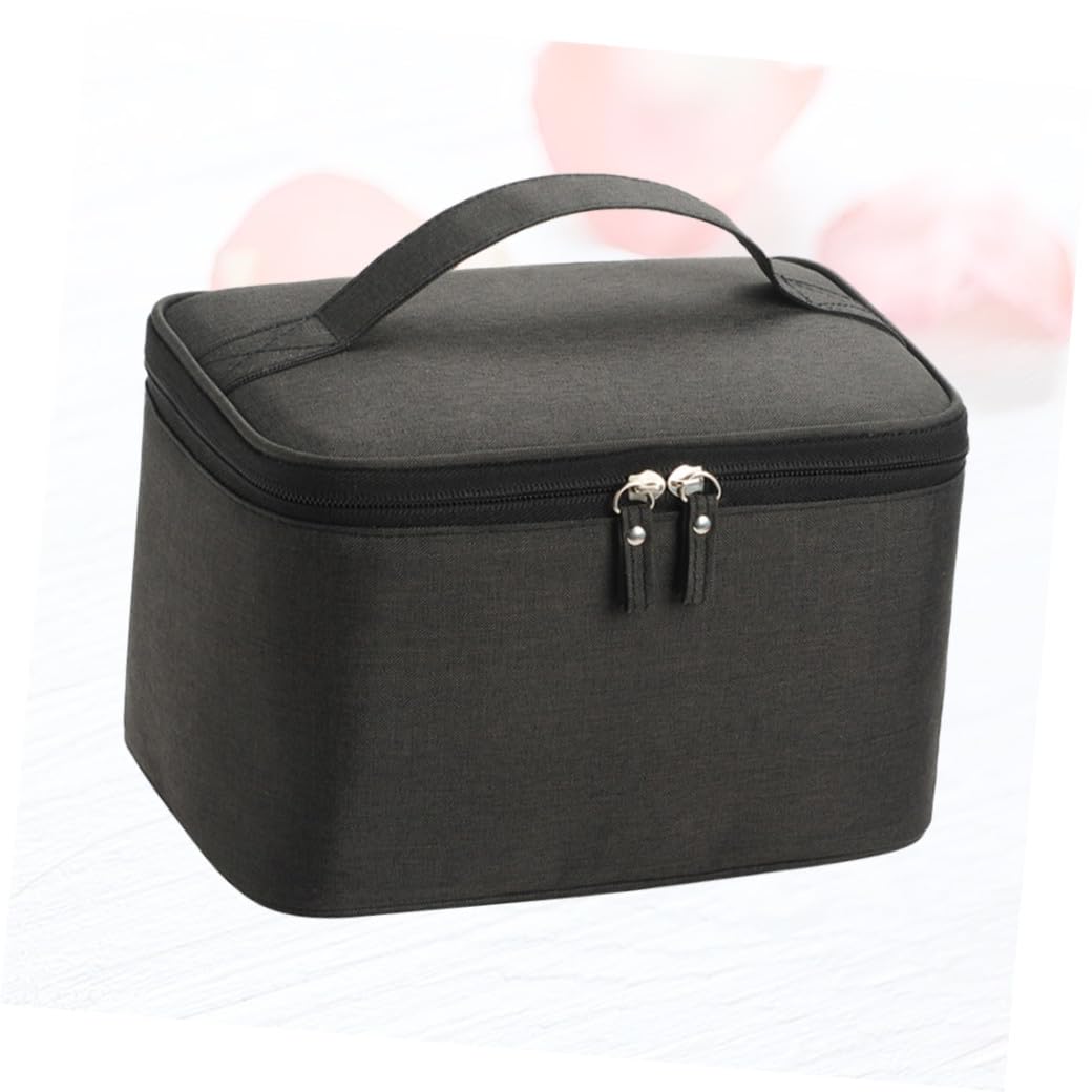 POPETPOP 2pezzi Borsa Cosmetica Compatta Per Viaggio Organizer Per Trucco e Necessità Da Bagno Portatile Materiale Elegante Per Attività All Aperto e Viaggi Colorazione Nera Satinata