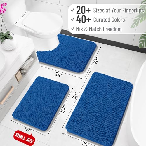 Image of OLANLY Large Bathroom Rugs 40x32, Soft Absorbent Chenille Bath Rugs, Rubber Backing Quick Dry, Machine Washable Bath Mats for Bathroom Floor, Tub and Shower, Home Decor Accessories, Deep Navy Blue
