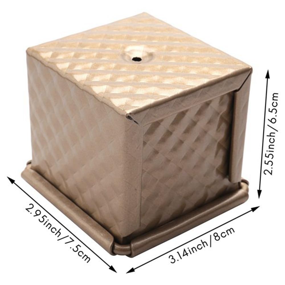 Kastenform mit Deckel, Antihaft-Brot-Toastform, Mini-Quadrat-Toastbox zum Backen zu Hause, Perfektes Backset, 4-Teilig, Langlebig, Einfach zu Verwenden, Gold