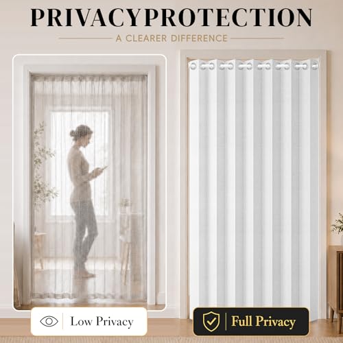 Image of AJAZZ Blackout Accordion Doors Curtain with Curtain Rods Adjustable 28-52 inch Long, Magnetic Door Curtains for Bedroom Living Room Doorway Curtain Set, 1 Pack, W52 x L80 in, White