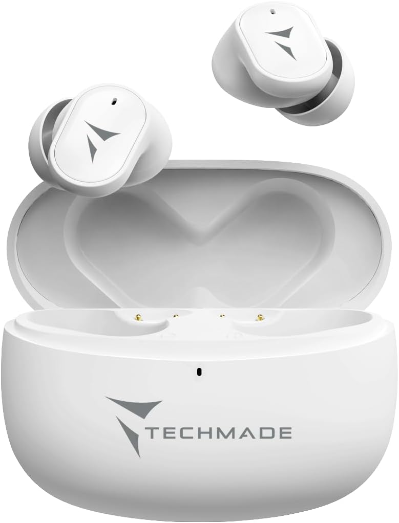 TECHMADE K111 Bluetooth Headphones, Bluetooth Earphones with Microphone Stereo In-Ear Wireless Headphones, Wireless Sports Headphones with Charging Box Touch Control for iOS Android Smartphone PC