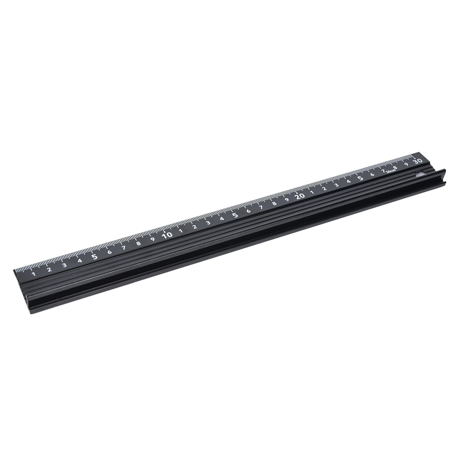 SIXRUN Aluminium-Lineal L-Typ, Schneidelineal 20cm 30cm 45cm mit Gummierter Unterseite, Rutschfest und mit Schutzplatte, für Längenmessung, Gerades Schneiden, Heimgebrauch (L-Typ 30 cm)