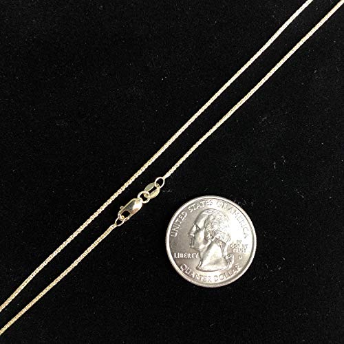 Ioka - REAL Solid 14K Gold 1.1mm Wheat Chain Necklace with Lobster Clasp in Yellow & White Gold | Dainty Layering necklaces3