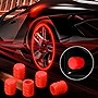 Car Valve Stem Caps, 5 Pcs Universal Glow Car Tire Valve Caps Wheel Rim Dust Cover fits Cars, Trucks, Bikes, Motorcycles, Bicycles(RED)