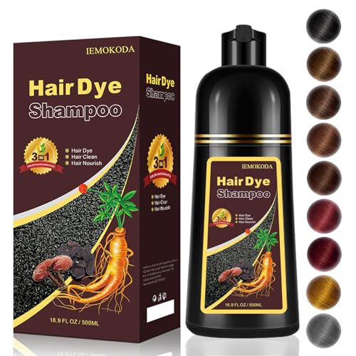 Chestnut Brown Hair Dye Shampoo 3-in-1, Instant & Long-lasting Hair Color Shampoo in Minutes, Gray Hair Coverage for Men & Women, Natural Shampoo Hair Dye for All Hair Types