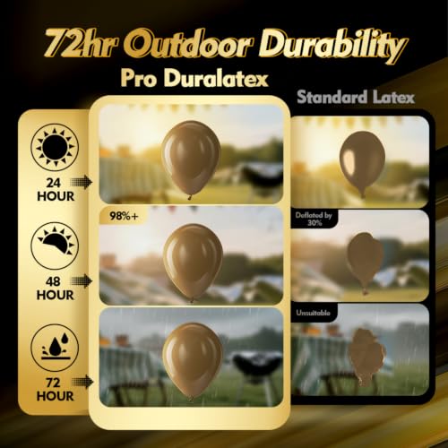 Image of Pro Duralatex Brown Extra-Thick Balloons 120 Pack 10 inch | Jumbo Coffee Brown Balloons for Birthday Bridal Shower Wedding Graduation Anniversary Party Decorations