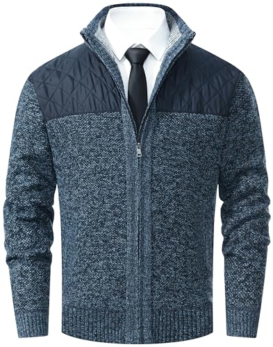 Image of Vcansion Men's Classic Cardigan Sweaters Stand Collar Slim Fit Casual Knitted Sweater