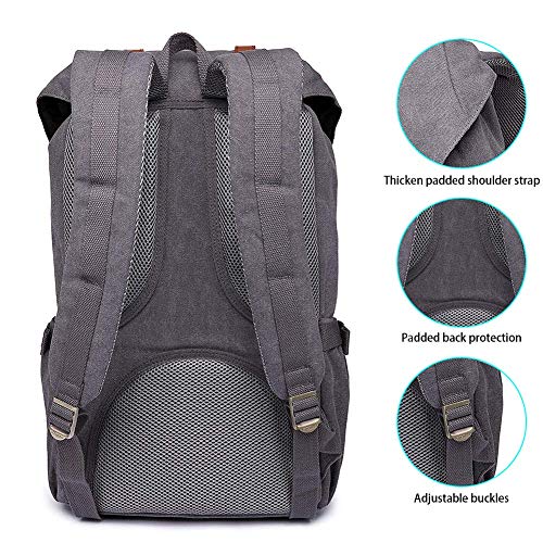 KAUKKO Laptop Backpack Travel Outdoor Weekend Bag Carry on Daypack Stylish and Durable Rucksack Hiking Backpack Fits 15.6"(E5-1-GRAY-NEW)4