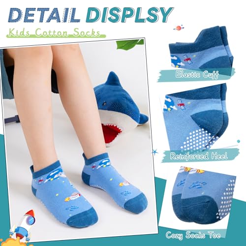 Image of Eyean Kids Ankle Cotton Socks Cute Animal Pattern Soft Non Slip Boys Girls No Show Socks 6 Pairs