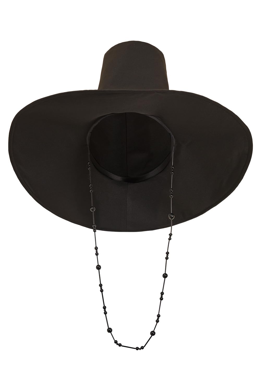 Waslary Anime Cosplay Top Hat Adult Black Korean Traditional Hat with Bead Chain Halloween Accessories