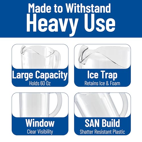 Carlisle FoodService Products Versapour Clear Pitcher Tall Pitcher for Restaurants, Catering, Kitchens, Plastic, 60 Ounces, Clear image 5