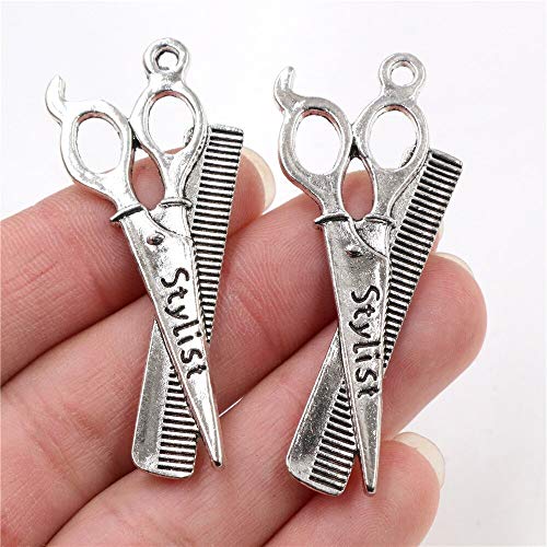 BoKa-Store - 54x22mm 4pcs Antique Sliver Plated Scissors Pendant Handmade Charms Pendant:DIY for Bracelet necklace-R5-34