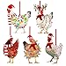 Produktbild Chiyyak 5 Stück Holz Weihnachtsanhänger Huhn mit Schal Weihnachtsbaum Anhänger Lustiges Huhn Figur Weihnachtsschmuck für Garten Balkon Tür Fensterbaum