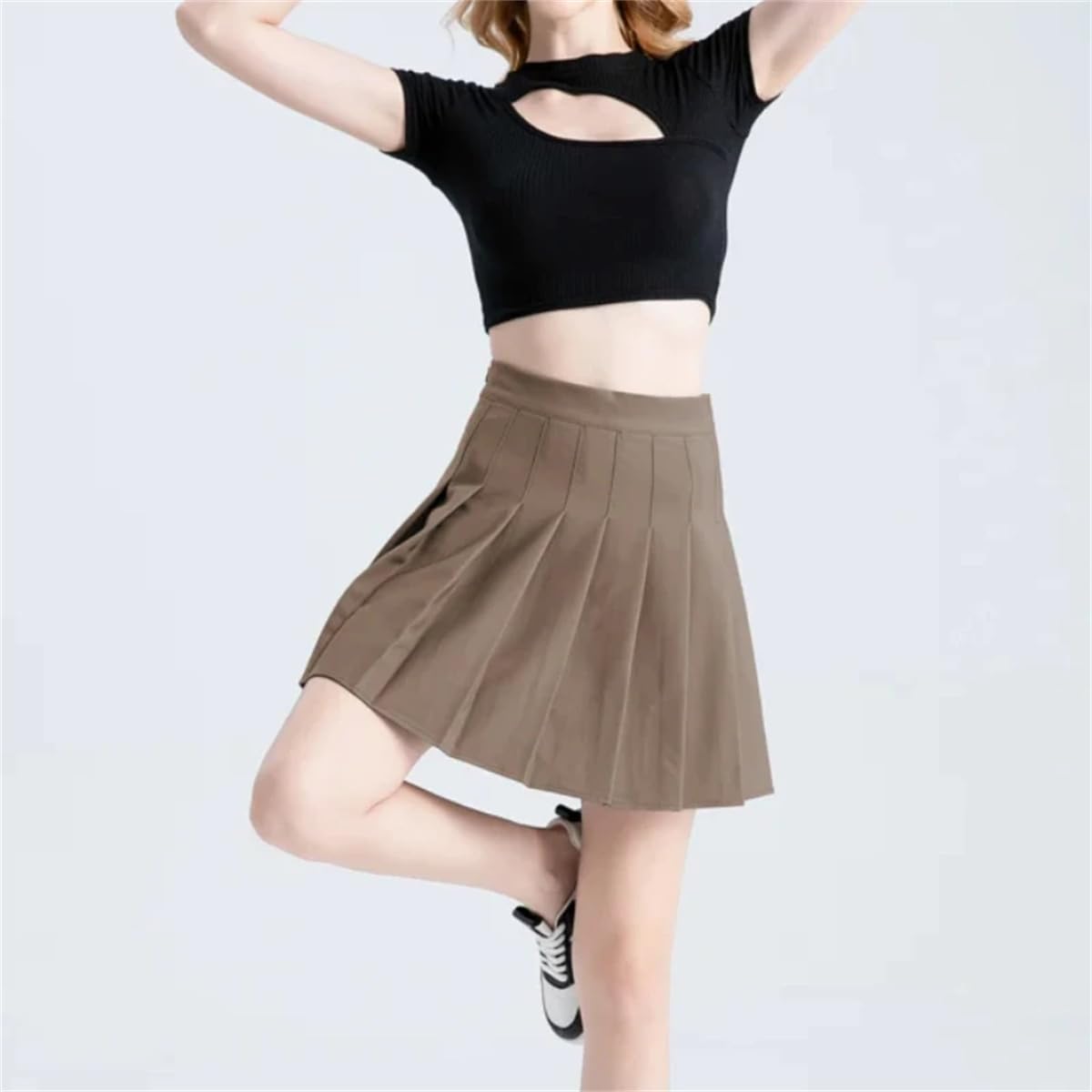 Gonna A Pieghe Abbigliamento da Donna Nero Abbigliamento Stile Coreano retrò Minigonna Corta Grigia