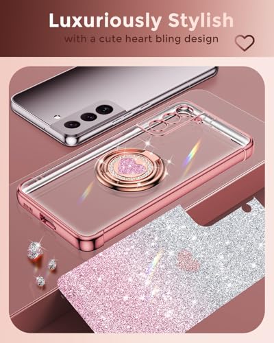 Coque Samsung S22 Plus paillettes avec double anneau support - 5