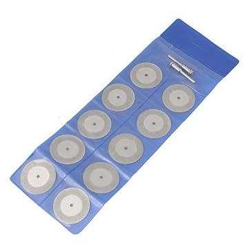 DIY Crafts 2 Pcs Discs & 2 Mandrel Diamond Cutting Wheel Cut Off Discs Coated Rotary Tools W/Mandrel for Dremel 2 Pcs Discs & 2 Mandrel (Disc ?: 40mm, Pattern # A)