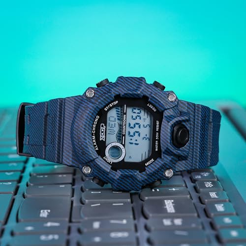 Image of Zoop Digital Watch with Digital Dial & Striped Blue Strap for Boys Kids, from House of Titan - 16051PP06