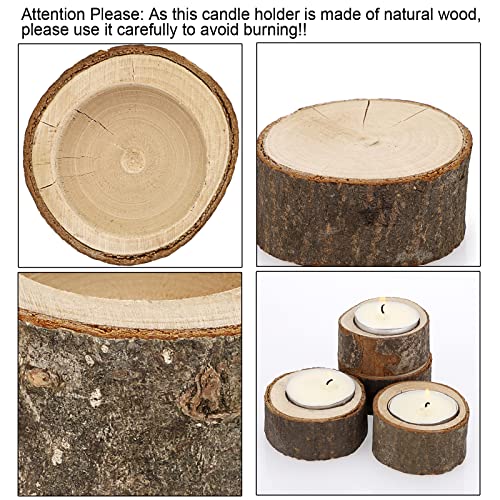 Ownmy Set Of 12 Wooden Tea Light Candle Holders Votive Candle Holders, Rustic Wooden Pillar Candle Stands Vintage Wooden Tealight Holders Set Candle Centerpieces For Dining Table Wedding Party (1" H) #TOP3