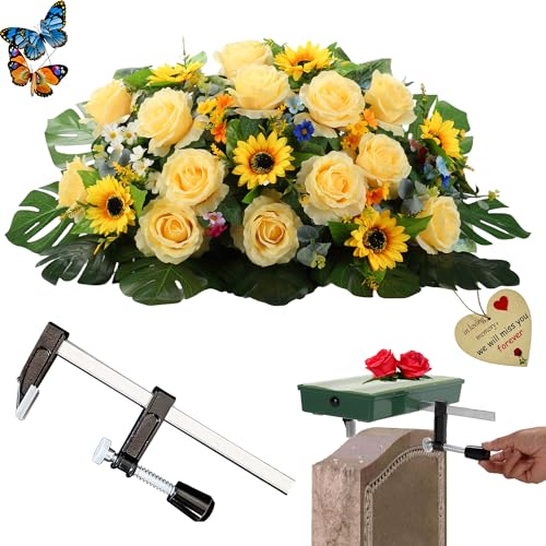 Headstone Flower Saddle - Tombstone Saddle Flowers for Cemetery Gravestone, Grave Decorations for Gravesite Saddles, Floral Saddles for Christmas, Memorial Day, Never Be Blown Away image 6
