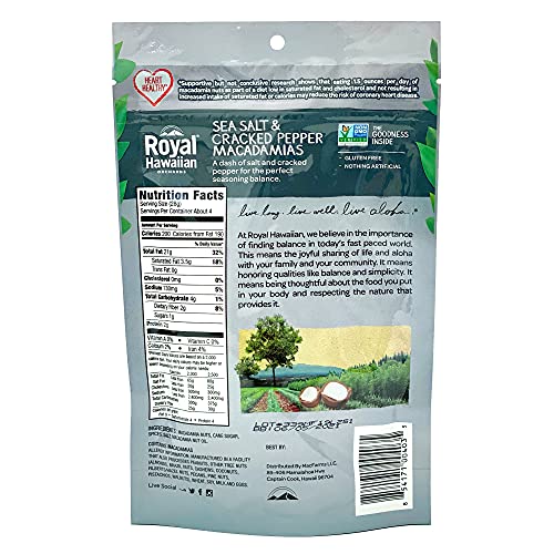 Royal Hawaiian Orchards Sea Salt & Cracked Pepper Macadamia Nuts, Gluten-Free, Vegan, Non-Gmo, Kosher - 4 Oz (Pack Of 1) #TOP1