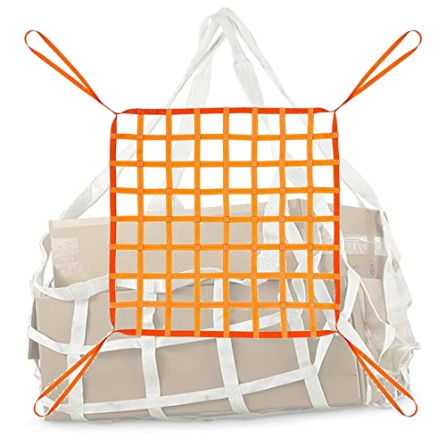 GUODDM Hanging Cargo Sling Net - Nylon Lifting Net, Decorative Lifting Net, Safety Lifting Net Straps, Polyester Flat Hanging Net for Industrial Loading and Unloading Tools, Orange