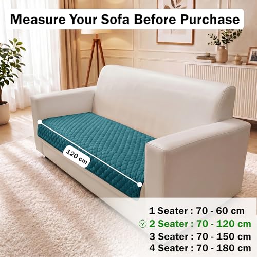 Image of Story@Home Premium Quilted Anti Slip Sofa Cover Mats for L Shape and 1 /2 /3 Seater Sofa. Make Your Own Sofa Cover Set, 70(D) x 120(L) cm - Teal