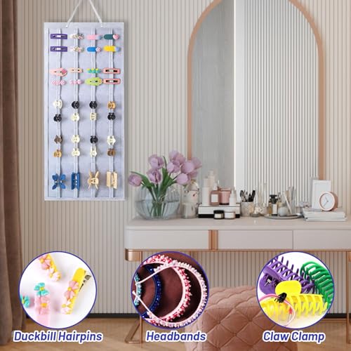 SongBuydn 1Pcs Haarspangen Aufbewahrung,80 * 35cm/31.5 * 13.78in Haarklammer Organizer für Mädchen, Haarschmuck Organizer, Aufbewahrungshalter für Haarspangen und Haargummis, Wandmontage