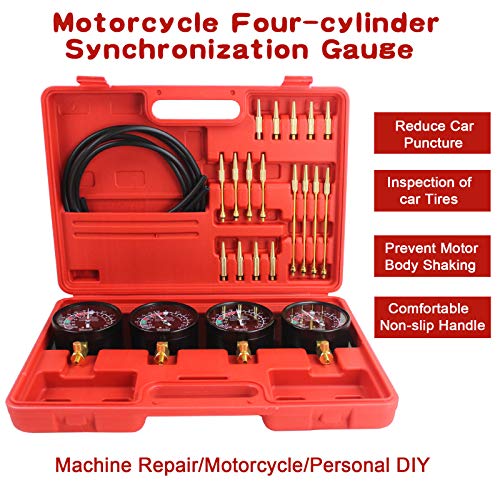 SINOCMP Universal Motorcycle Vacuum Carburetor Synchronizer Synchronization Balancer Carb Sync Balancing Gauge Compatible with Honda Yamaha Kawasaki Suzuki GS KZ XS CB 550 650 750 850