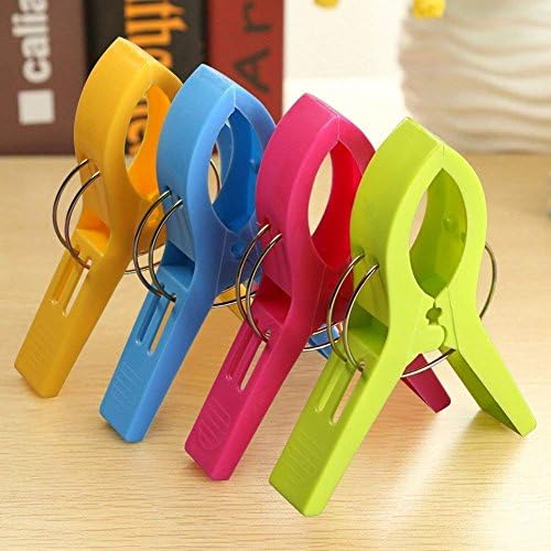 URAQT Beach Towel Clips, 12 Pcs Large Laundry Clip Clothes Pegs for Washing Line, Bright Color Plastic Towel Pegs for Sunbeds, Sun Loungers, Pool Chairs, Laundry
