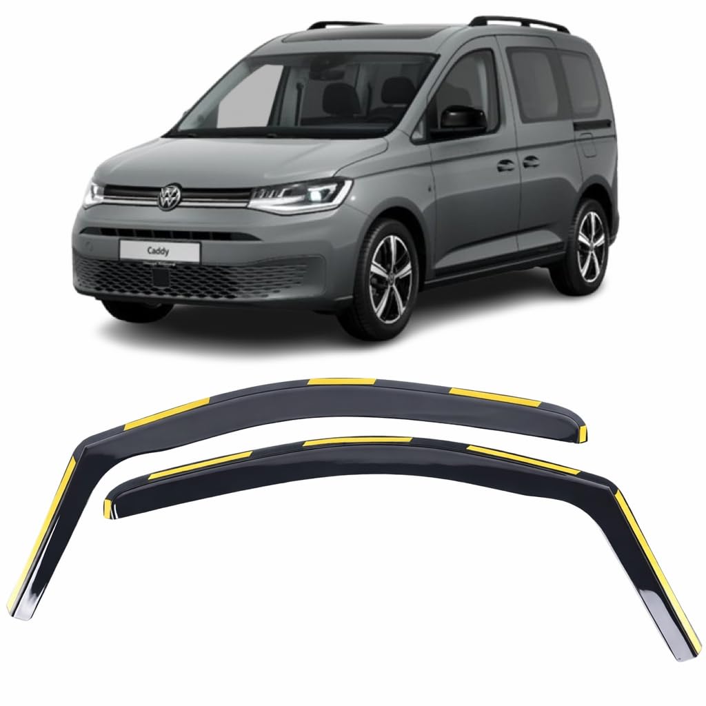 Set mit 2 Windabweisern IN-CHANNEL-Typ Kompatibel mit VOLKSWAGEN CADDY & FORD TOURNEO CONNECT 2021 bis 2025 Modelle Acryl-Seitenblenden Fensterabweiser VW CADDY