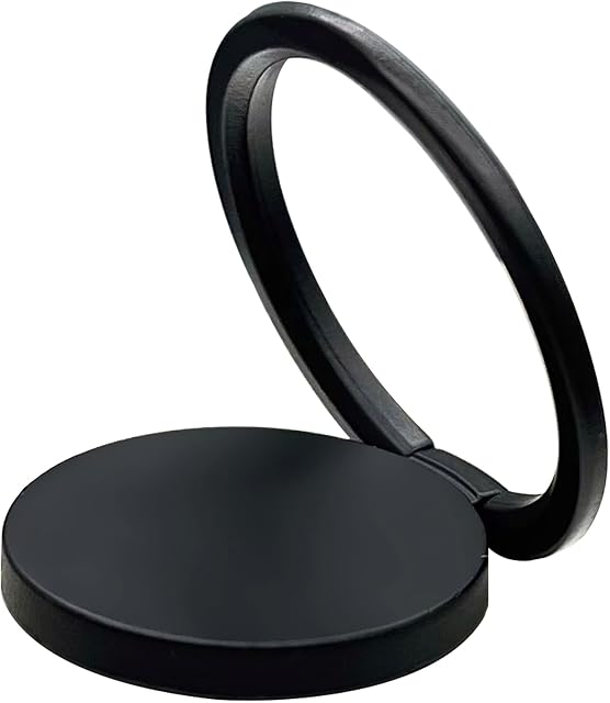 TENOC Poignée de téléphone collante 360° Support universel rotation porte bague Slim Kickstand pour téléphone cellulaire cas, noir