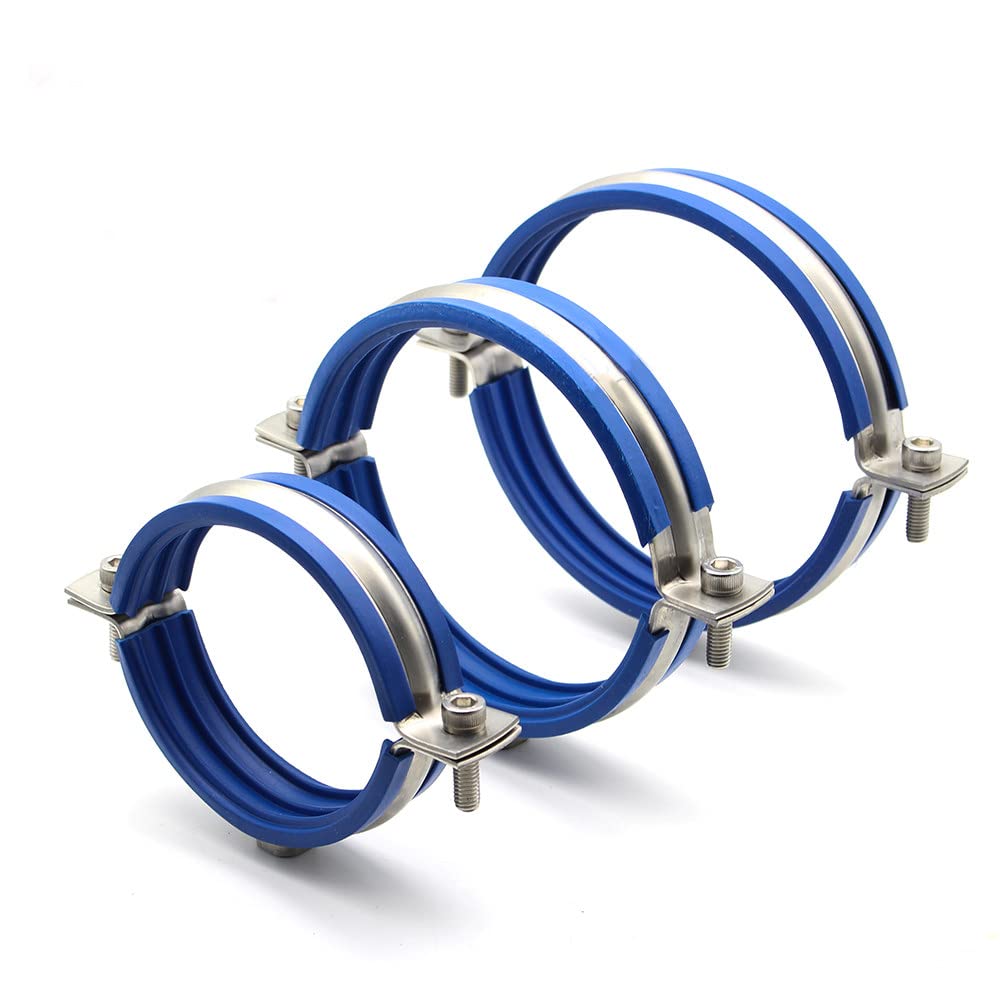 Abrazadera de manguera acolchada de goma de acero inoxidable redonda de 2 uds para tubo PPR/PVC/abrazadera de Metal/soporte de tubo/instalación de cable o tubería, 199,205mm