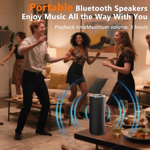 Image of BYANDBY Bluetooth Speaker with IPX5 Waterproof 2 Portable, Long Playtime, Wireless Stereo Pairing, 12W Stereo Sound, BT 5.3, Bassup, Electronics for Home, Shower, Outdoors, Travel(Black)