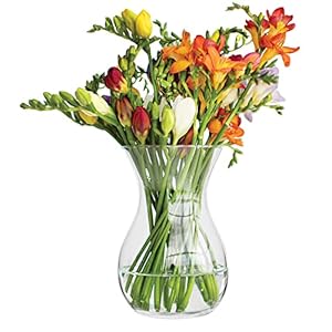 Poppy Bloemenvaas, glazen vaas voor bloemen, glazen bloemenvaas, tafelvaas, decoratieve vaas, helder glazen vaas, decoratieve vaas van glas, woonkamer decoratie, decoratieve vaas, H 18 cm,