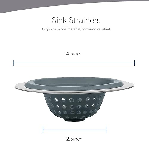 Vista 2 de Juego de 2 coladores de cocina, de silicona flexible, de buen agarre, para fregadero de cocina, atrapa desechos de alimentos y evita obstrucciones