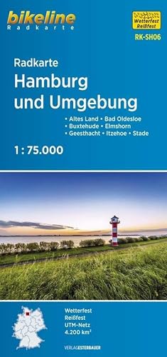 Radkarte Hamburg und Umgebung (RK-SH06): Altes Land – Bad Oldesloe – Buxtehude – Elmshorn – Geesthacht – Itzehoe – Stade, 1:75.000 (Bikeline Radkarte)