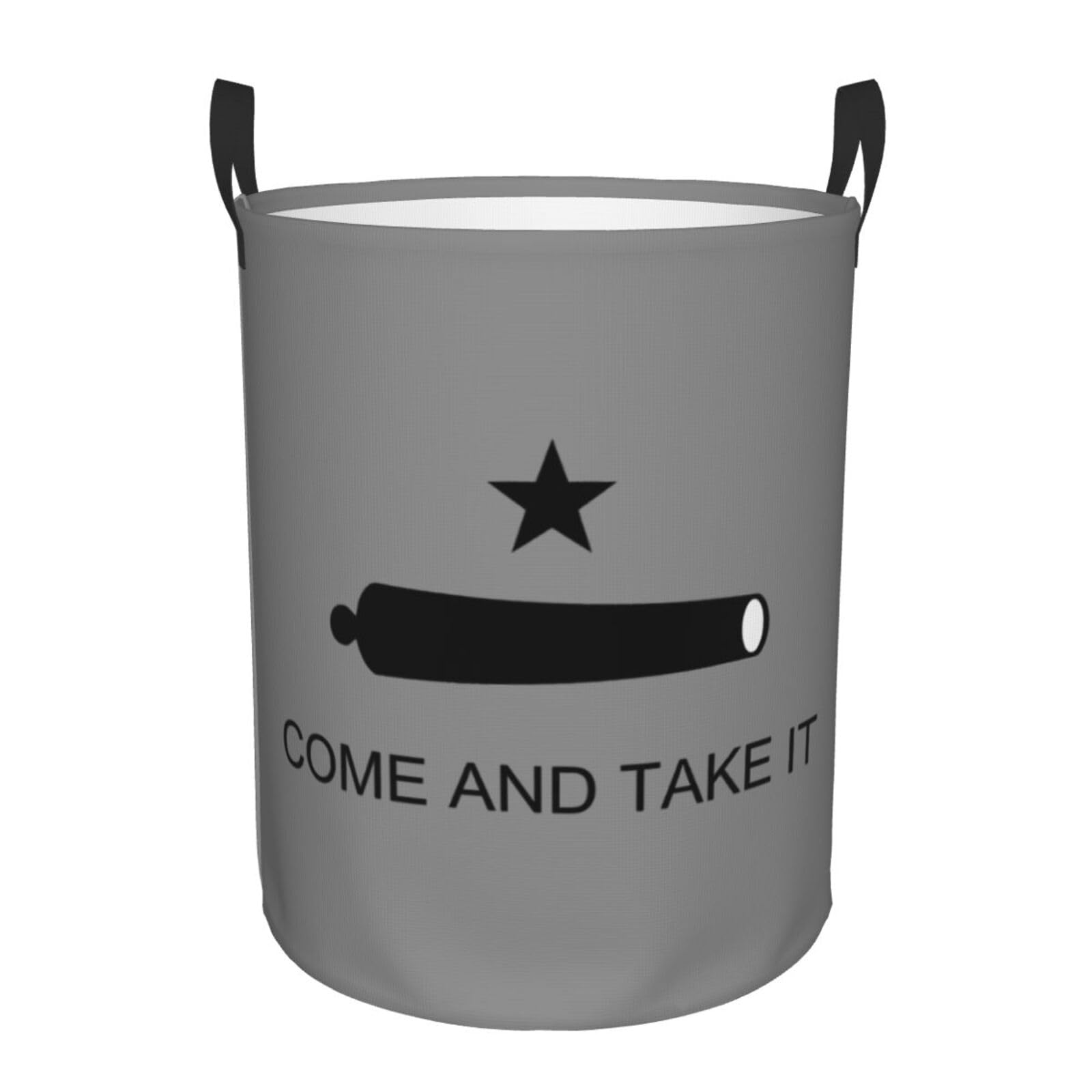 Come and Take It Gonzales Flag Texas Battle Large Laundry Basket Bathroom Waterproof Collapsible Round Clothes Basket Freestanding