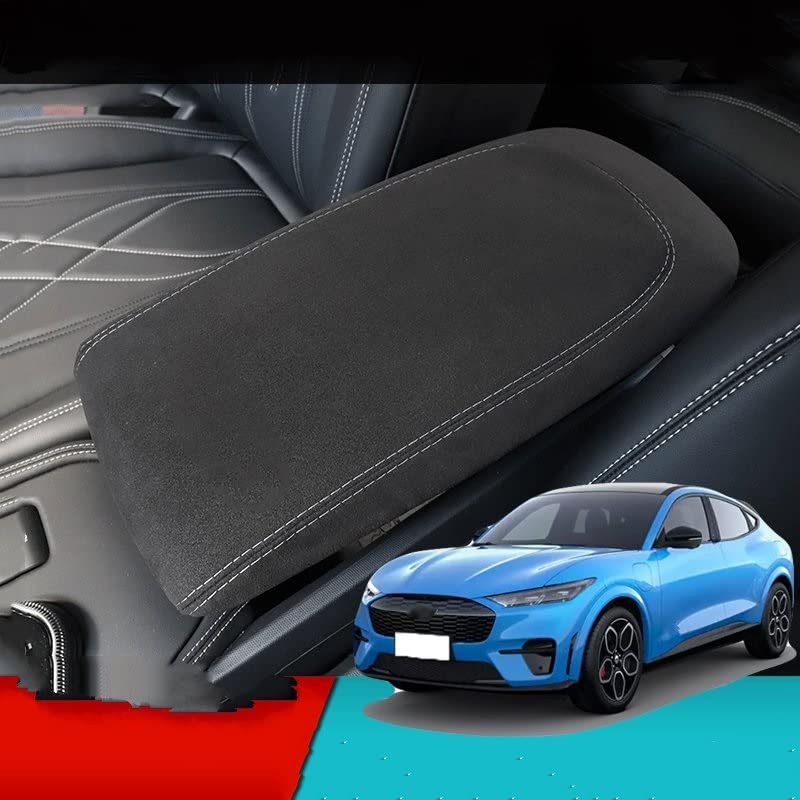 LOTOAK Coussin D'accoudoir De Voiture Pour Ford Mustang/Mustang Mach-E/Puma/S-Max, Housse D'accoudoir Cuir PU Console Centrale Housse Housse D'accoudoir Central,3/Red