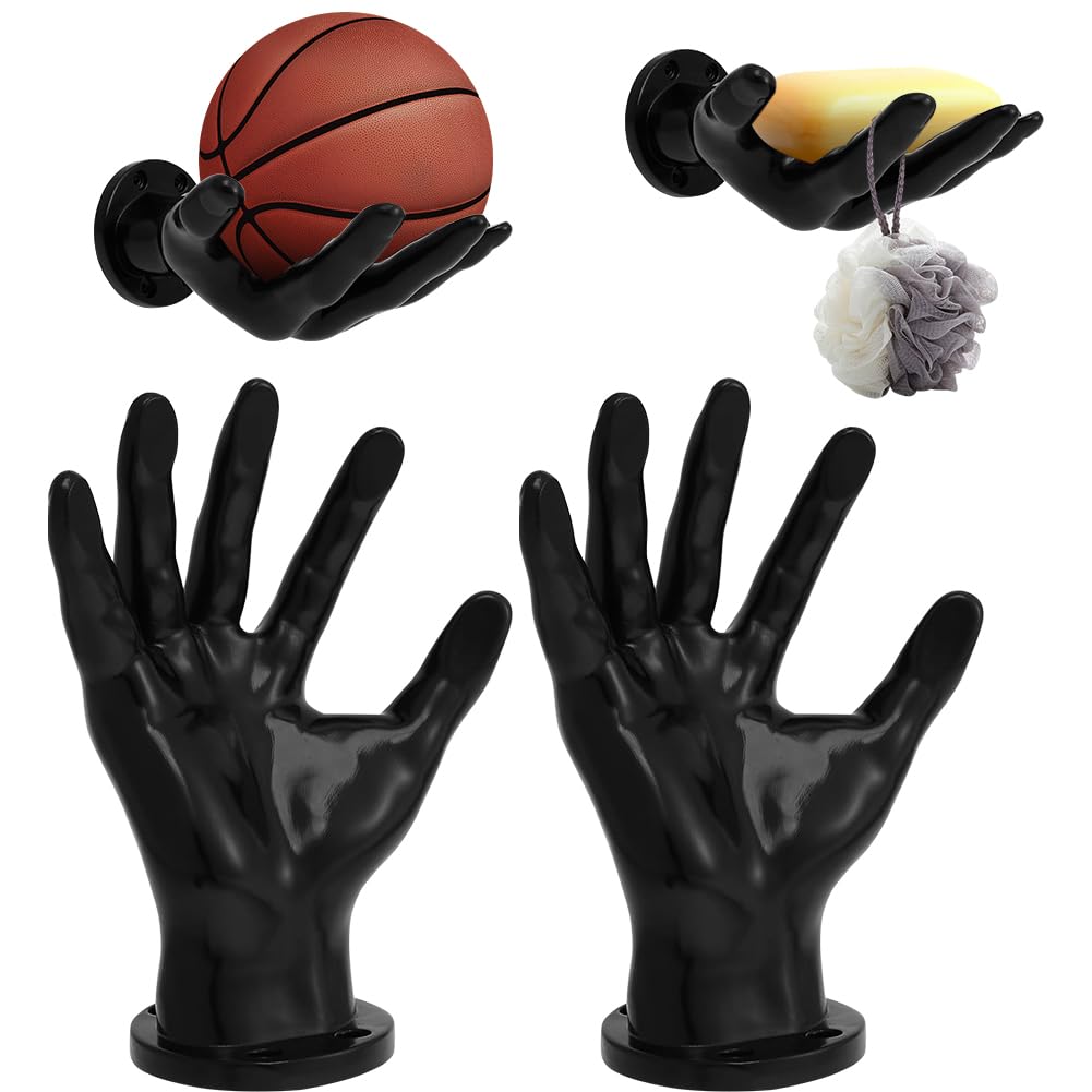 Piashow 2 PCS Ballhalterung Wand Handform, Kreative Wandbehang Skulptur, Handförmiger Regale, handgeformte Ornamente Innendekoration, Basketball-Display, Wandhaken für Ball Schlüssel Kopfhör Seife